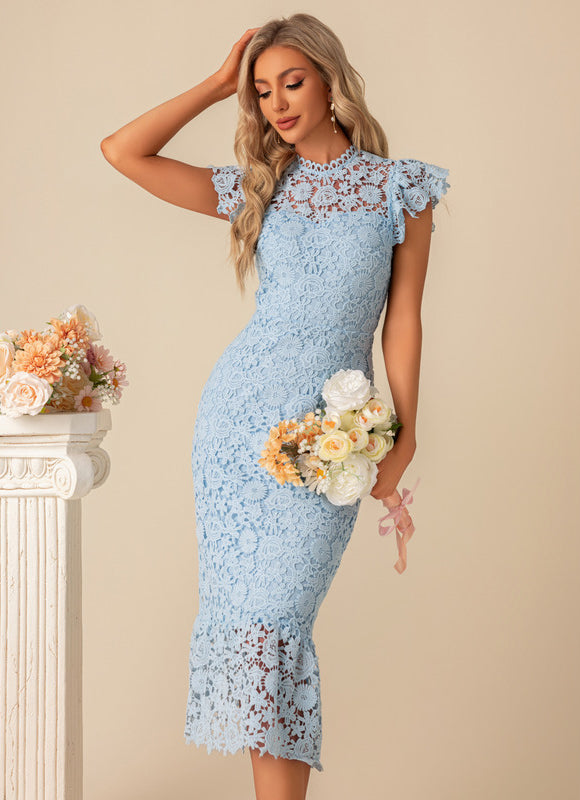 Robe Cocktail Col Montant