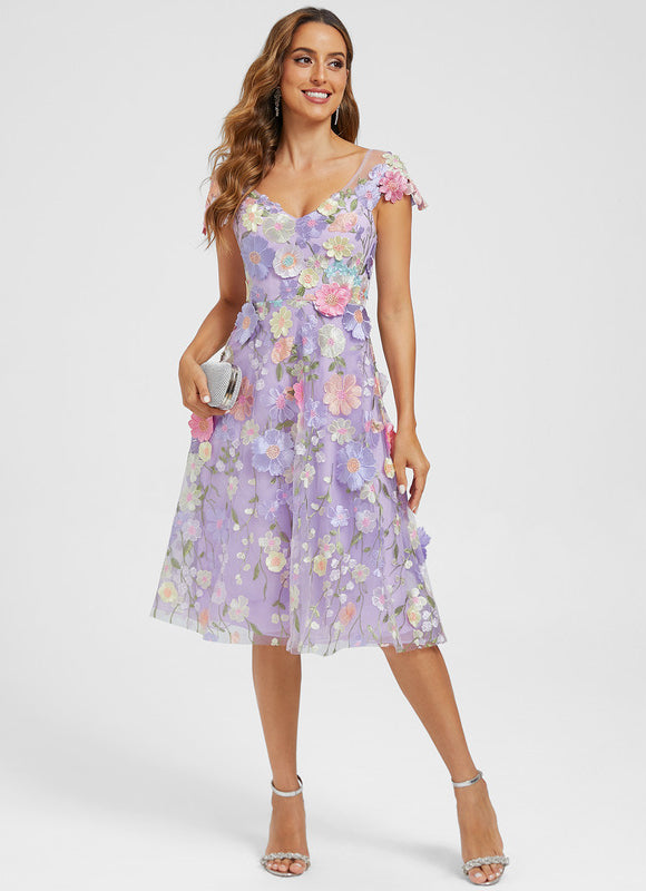 Robe Cocktail Florale Lavande - gallery 4