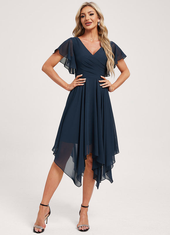 Robe Cocktail Fluide Vert Pâle - gallery 2
