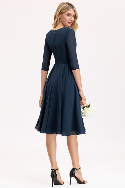 Robe Cocktail Mousseline Asymétrique - gallery 4
