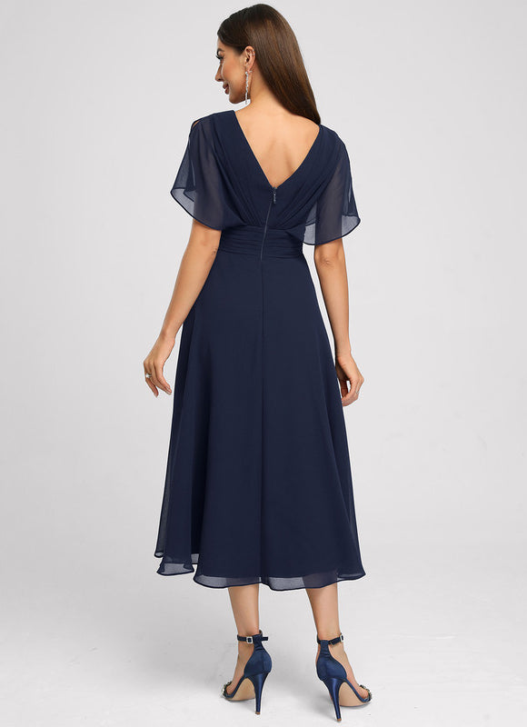 Robe Cocktail Fluide Vert Pâle - gallery 5