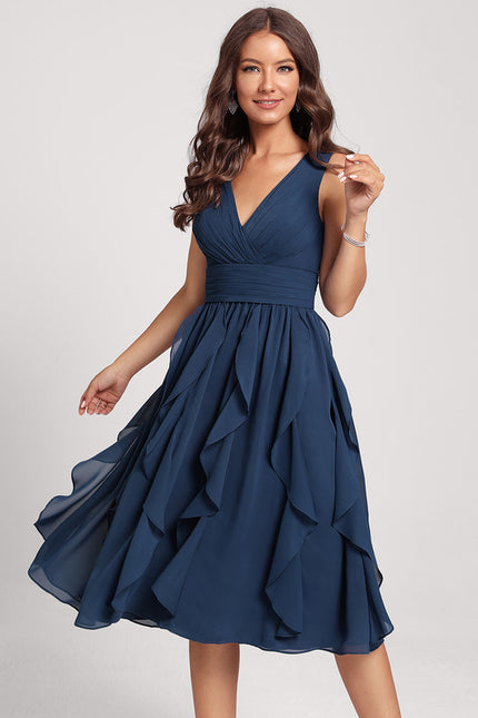 Robe Cocktail Mousseline Émeraude