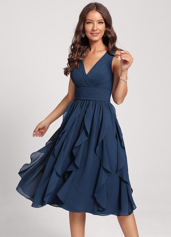 Robe Cocktail Mousseline Émeraude