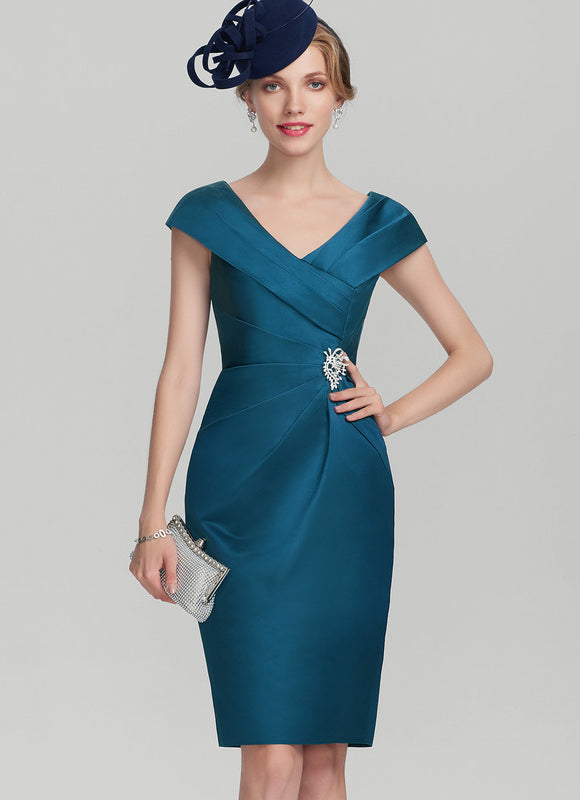 Robe Cocktail Satin Émeraude Chic - gallery 3
