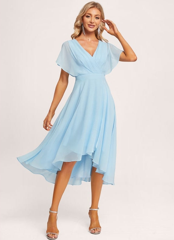 Robe Cocktail Fluide Vert Pâle - gallery 1