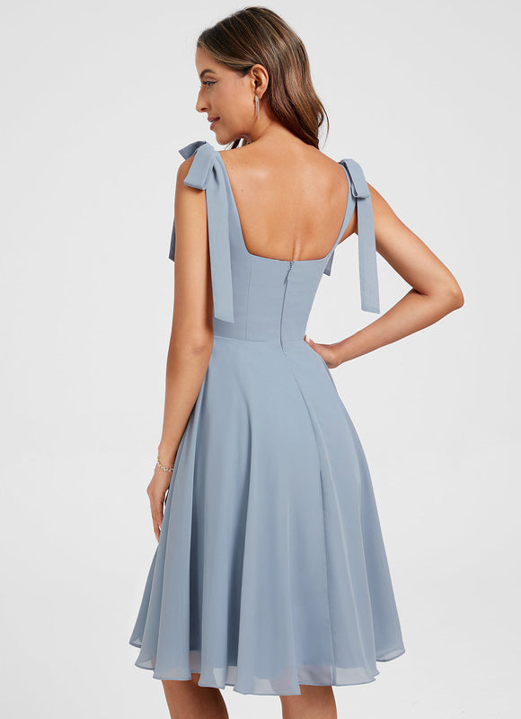 Robe Cocktail Fluide Ciel Clair - gallery 6