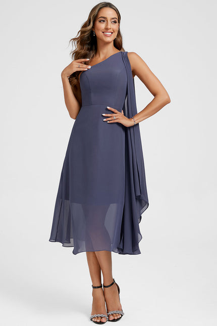 Robe Cocktail Mousseline Marine - gallery 2