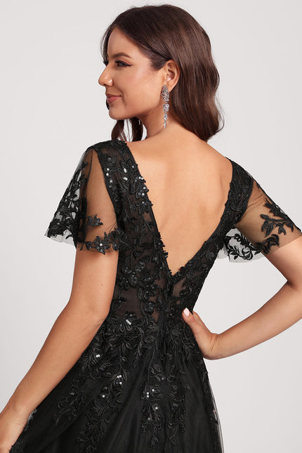 Robe Cocktail Noir Tulle Chic - gallery 7