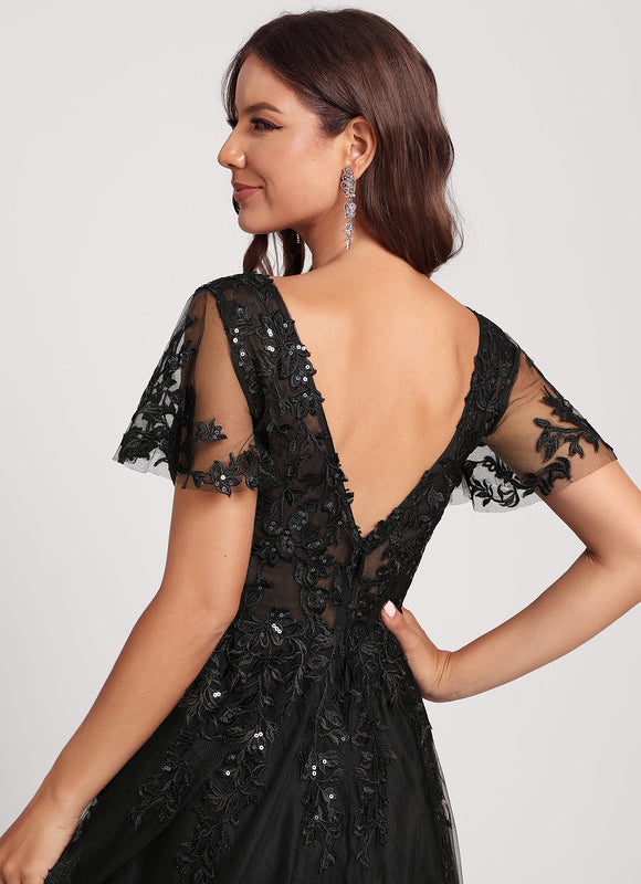Robe Cocktail Noir Tulle Chic - gallery 7